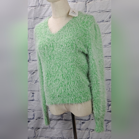 NWT Garcia Jeans Womens Green Fuzzy Sweater Mohair Like Acrylic Wool Nylon Small - Picture 11 of 16